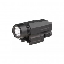 Aluminium Flashlight (ZHJ-004), This aluminium compact tactical flashlight is designed specifically for airsoft replicas - it has an integrated RIS/RAS rail, and is powered by 1x CR123A battery