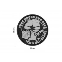 Guns, Boobs & Beer Patch, Morale Patches are velcro patches designed to offer a bit of flair and humour, ideal for mounting on bags, tactical vests, or pretty much anywhere there's a spare section of velcro